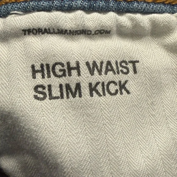 7 For All Mankind High Waist Slim Kick Jeans with Shredded Frayed Hem Size 25 - Picture 5 of 9